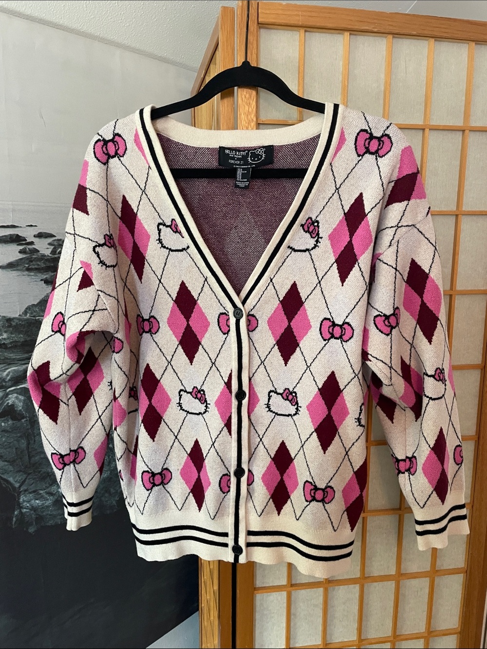 Hello Kitty and Friends x Forever 21 Limited Edition Argyle Cardigan M - Picture 4 of 10